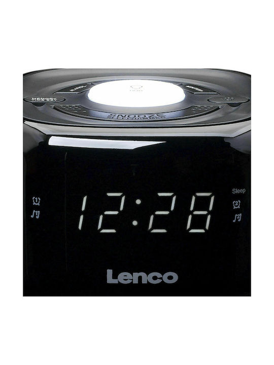 Lenco Επιτραπέζιο Ψηφιακό Ρολόι LED Πλαστικό με Ξυπνητήρι & Ραδιόφωνο Μαύρο CR-12BK