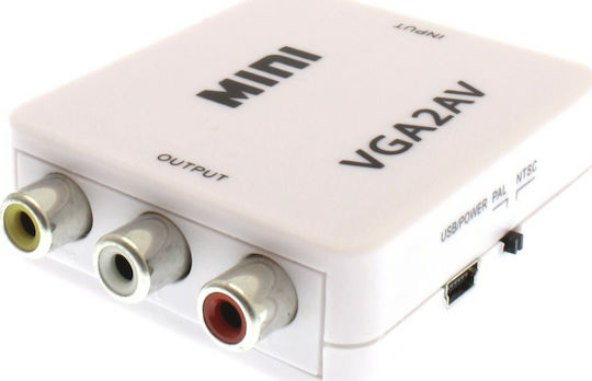 Конвертор VGA женски към RCA женски Бял 1бр