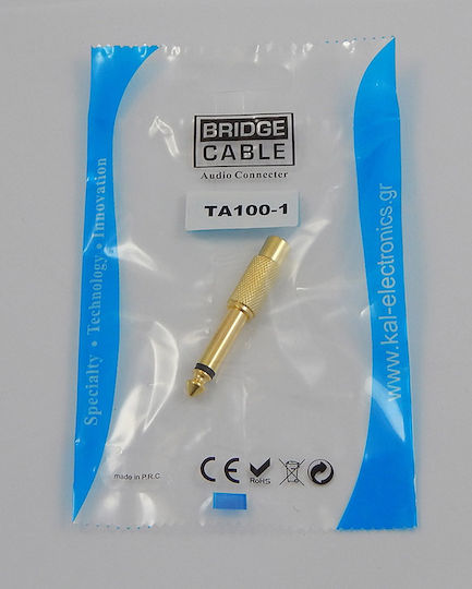 KAL Electronics Converter 6.3mm Male To RCA Female Gold 1 Piece TA100-1