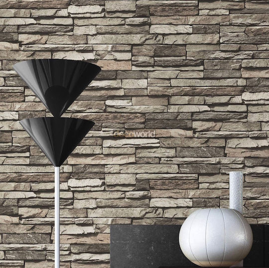 Ταπετσαρία Τοίχου Wood Stone Βινυλίου Γκρι 1000x53cm Ταπετσαρία Τοίχου Wood Stone Βινυλίου Γκρι 1000x53cm