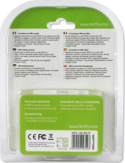 Techly Μετατροπέας USB-A male σε Serial male 1τμχ 023493