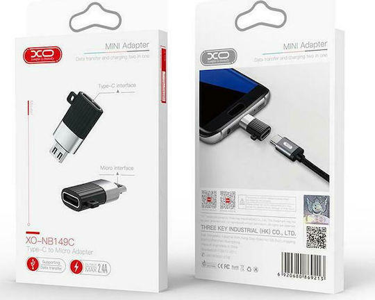 XO NB149-C Конвертор USB-C женски към micro USB мъжки Черен 1бр
