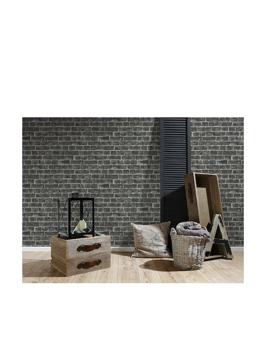 Wall Wallpaper Wood Stone Vinyl Gray 1005x53cm Washable