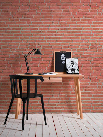 Ταπετσαρία Τοίχου Wood Stone Βινυλίου Κόκκινη 1000x53cm Πλενόμενη