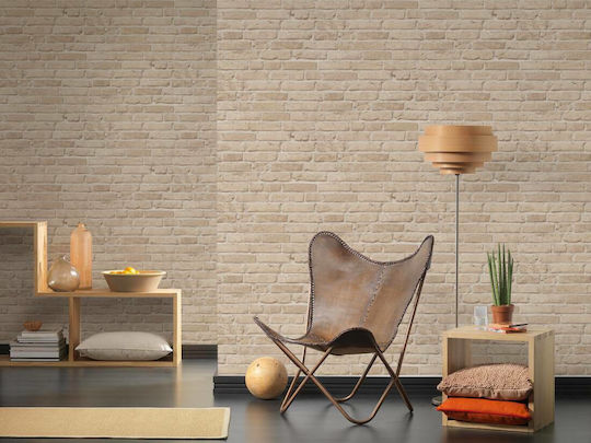 Wall Wallpaper Wood Stone Vinyl Beige 1000x53cm Washable