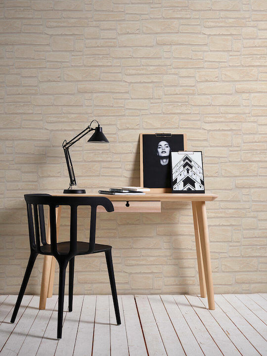 Тапет за Стена Wood Stone Винил Бежов 1000x53см Миеща се