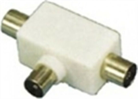 Tele Μετατροπέας Coaxial male σε Coaxial 2x female Λευκό 1τμχ DK-200