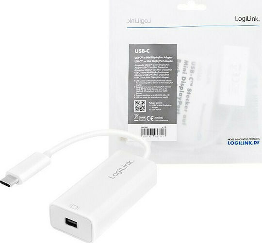 LogiLink Konverter USB-C männlich zu Mini-DisplayPort weiblich Weiß 1Stück UA0360