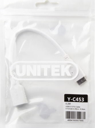 Unitek Converter micro USB male to USB-A male White 1pcs Y-C453