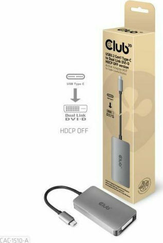 Club3D Μετατροπέας USB-C male σε DVI-D female Ασημί 1τμχ CAC-1510-A