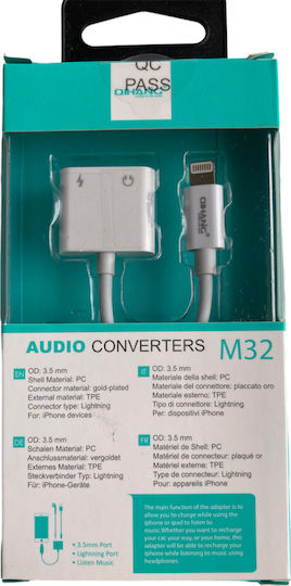 QIHANG M32 Converter Lightning male to Lightning 2x female White 1pcs