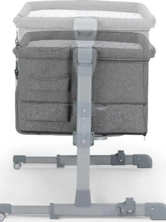 Kinderkraft Cradle-Park Neste Up with Mattress, Side Opening, and Wheels Grey Melange