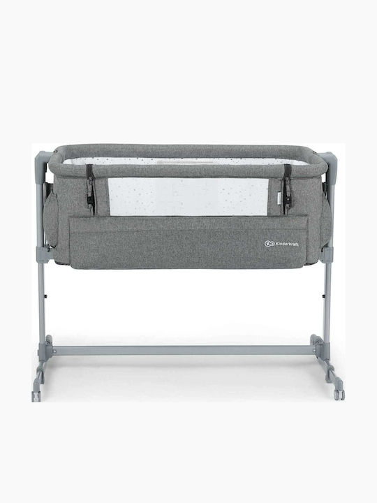 Kinderkraft Cradle-Park Neste Up with Mattress, Side Opening, and Wheels Grey Melange