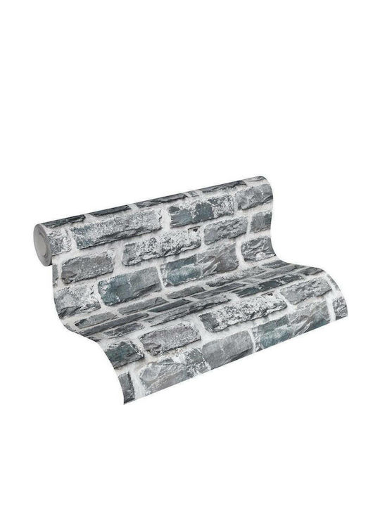 Wallpaper Τούβλο Vinyl Gray L1000xW53cm Washable