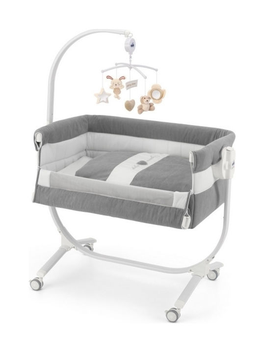 Cam Cradle Cullami with Mattress, Side Opening, and Wheels Gray