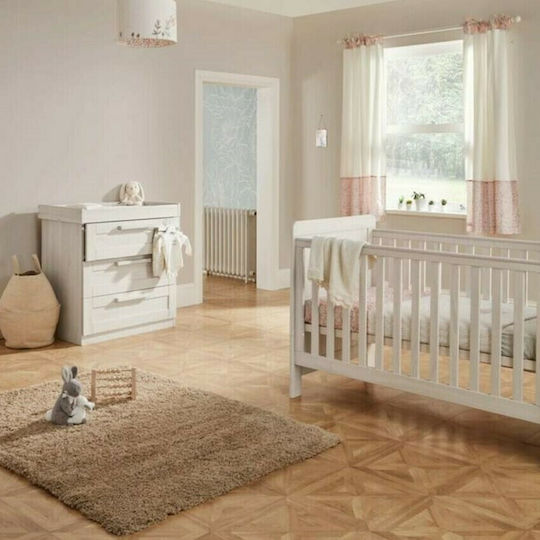 Mamas & Papas Atlas Nimbus Baby-Möbel-Set mit Bett, Kinderzimmer-Schublade & Chaniging Tisch Weiß
