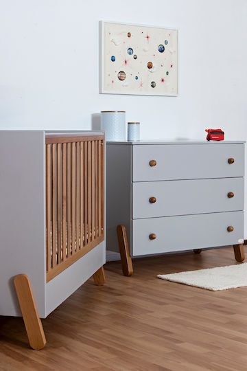 Santa Bebe Flora Nursery Furniture Set with Bed & Nursery Drawer Gray / Beige