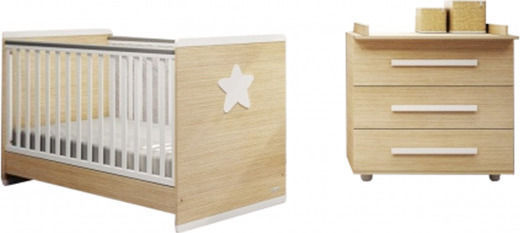 Casababy Primo Σετ Βρεφικού Δωματίου με Κρεβάτι & Συρταριέρα Μπεζ / Λευκό