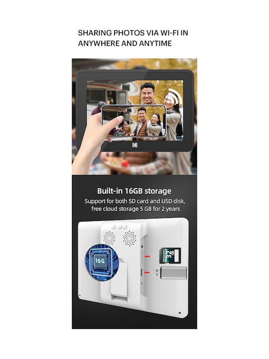 Kodak RCF106 Digital Photo Frame with Touchscreen 10" Resolution 1280x800 with Wi-Fi White