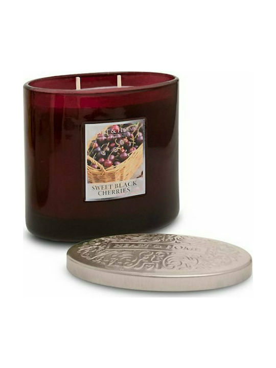 Heart & Home Scented Soy Candle Διπλό Φυτίλι Jar with Scent Black cherry sweets Brown 230gr 1pcs