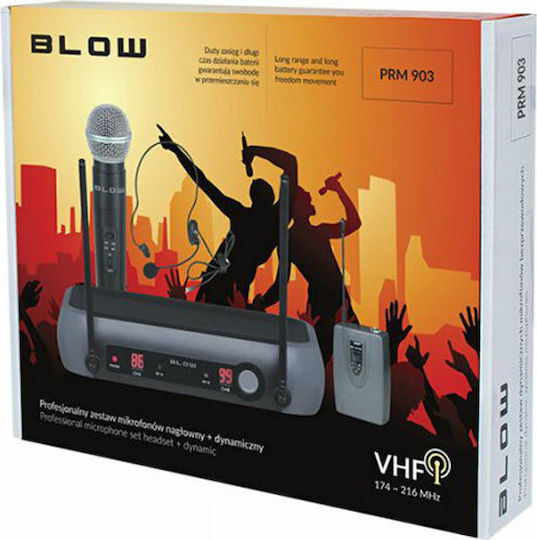Blow PRM-903 Σετ Ασύρματο Δυναμικό Μικρόφωνο Χειρός, Κεφαλής για Φωνητικά