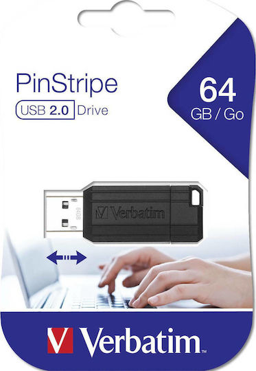 Verbatim PinStripe 64GB USB 2.0 Stick Black