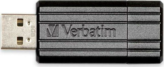 Verbatim PinStripe 8GB USB 2.0 Stick Μαύρο