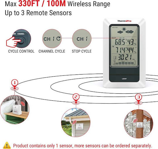 ThermoPro Indoor - Outdoor Thermometer & Hygrometer Wall Mounted / Tabletop