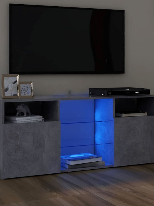 TV Stand Wooden with LED Lighting Grey Concrete L120xW30xH50cm