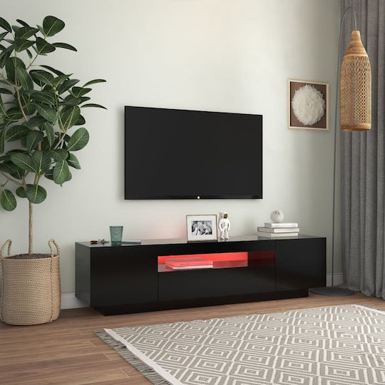 TV Stand with LED Lighting Black M160xD35xH40cm