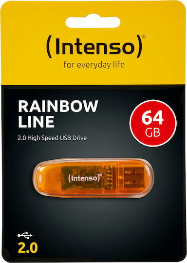 Intenso Rainbow Line 64ГБ USB 2.0 Стик Оранжев