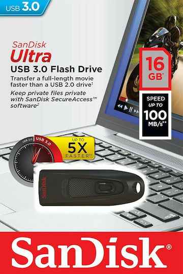Sandisk Ultra 16GB USB 3.0 Stick Black