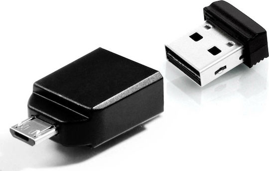 Verbatim Store 'n' Stay Nano 16GB USB 2.0 Stick cu conexiune USB-A & micro USB-B Negru