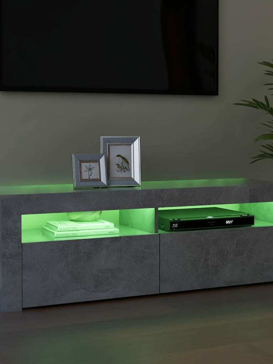 TV-Ständer mit LED-Beleuchtung Grau Beton M120xT35xH40cm