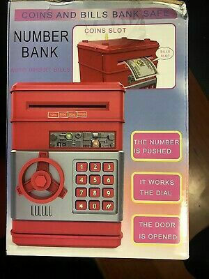 Electronic with Security Code Children's Money Box Plastic Red