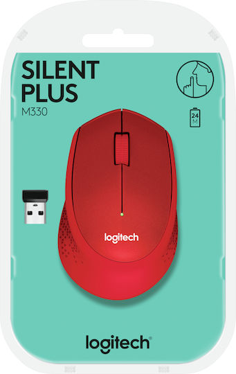 Logitech M330 Silent Plus Kabellos Mini Maus Rot