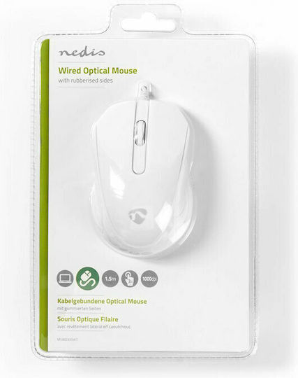 Nedis Wired Desktop Mouse Verkabelt Maus Weiß