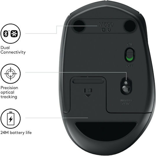 Logitech M590 Ασύρματο Ποντίκι Μαύρο