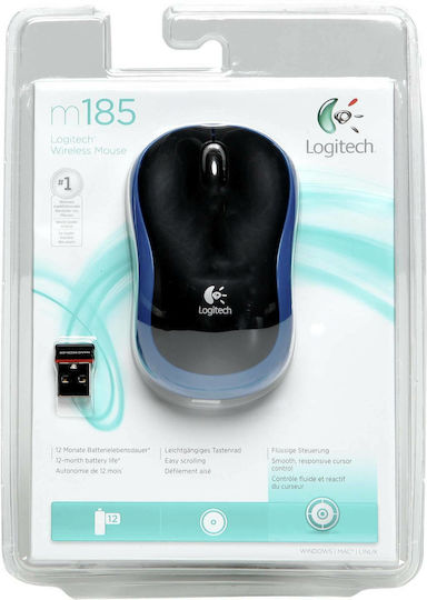Logitech M185 Ασύρματο Mini Ποντίκι Μπλε