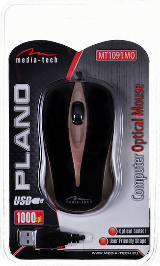 Media-Tech MT1091MO Ενσύρματο Mini Ποντίκι Μαύρο