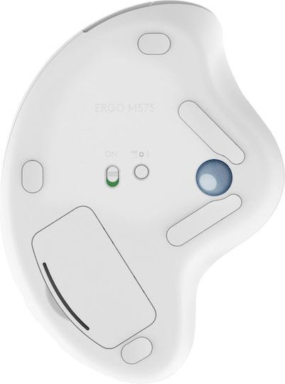 Logitech Ergo M575 Ασύρματο Εργονομικό Bluetooth Ποντίκι με Trackball Λευκό