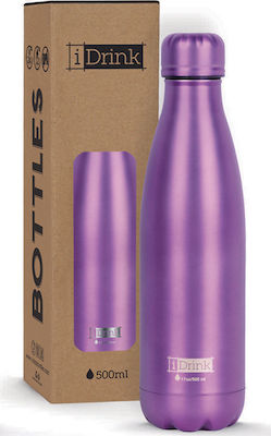 I-Total iDrink Metallics Bottle Thermos Stainless Steel BPA Free Purple 500ml ID0023