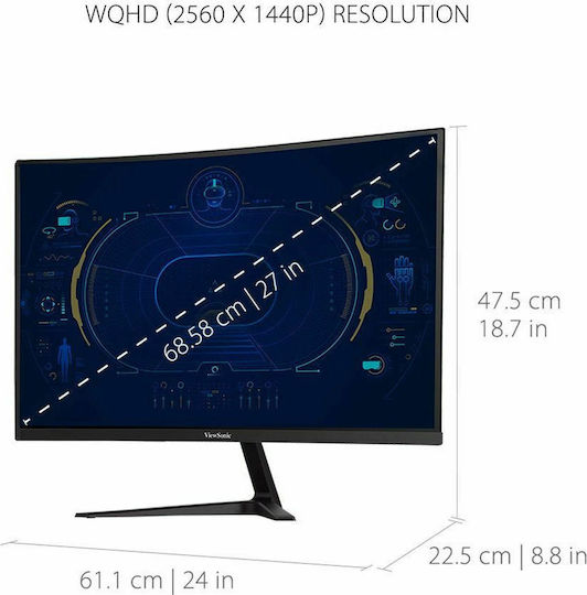 Viewsonic VX2718-2KPC-MHD VA Curved Монитор 27" QHD 2560x1440 165Hz