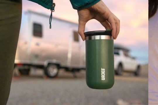 Wacaco Octaroma Lungo Travel Mug Glass Thermos Stainless Steel BPA Free 300ml Green with Mouthpiece