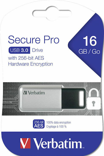 Verbatim Secure Pro 16GB USB 3.0 Stick Ασημί