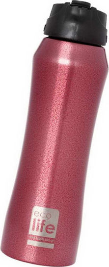 Ecolife Interior Recyclable Bottle Thermos Stainless Steel BPA Free 550ml Red with Mouthpiece and Straw