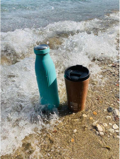 Ecolife Coffee Cup Glass Thermos Stainless Steel BPA Free 370ml Brown