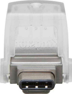 Kingston DataTraveler microDuo 3C 32GB USB 3.1 Stick mit Verbindung USB-A & USB-C Silber