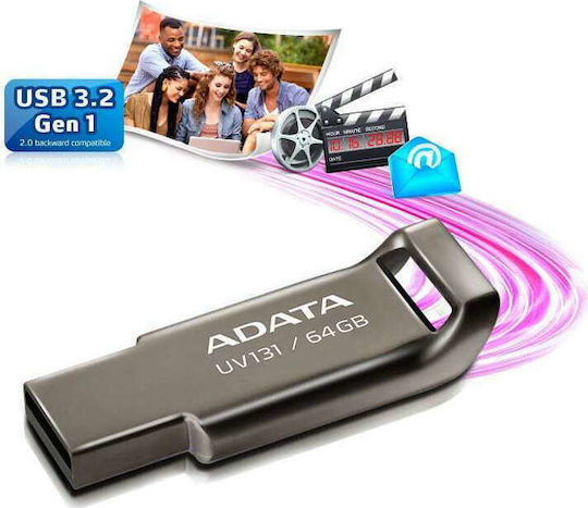 Adata DashDrive UV131 64GB USB 3.2 Stick Ασημί