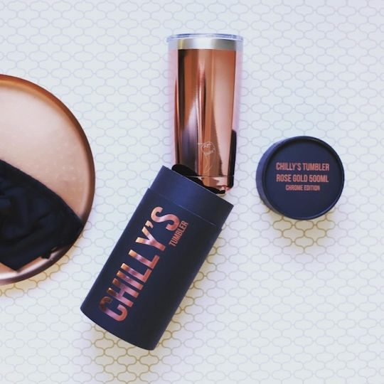 Chilly's Original Series Coffee Cup Glass Thermos Stainless Steel BPA Free 500ml Rose Gold